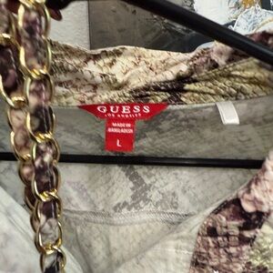 Guess Beige and Brown Snakeskin Dress with Chain Detail